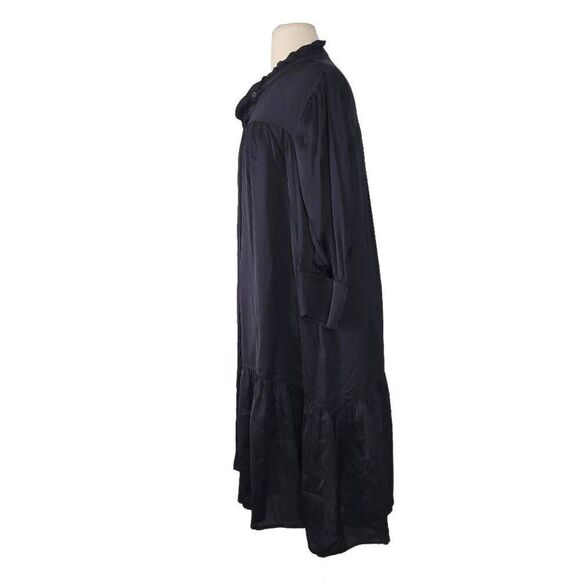 Birgitte Herskind Liva Dress Sz 40 US‎ 8 Dark Navy Lightweight Satin Pullover - Picture 2 of 9